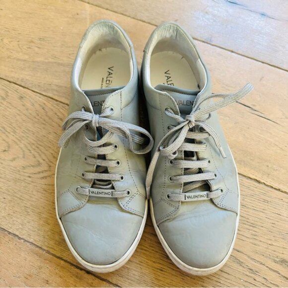 VALENTINO BY MARIO VALENTINO Jimmy Logo gray Leather lace up Sneaker men 11 - Picture 2 of 16